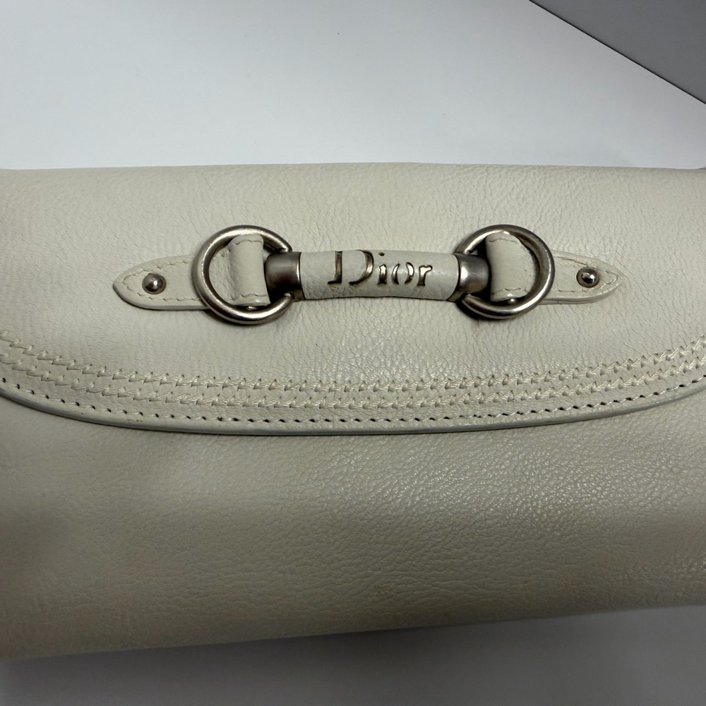 Dior Vintage Off-White Leather Women's Wallet - Picture 2 of 12